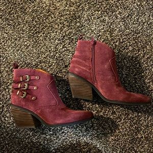 Burgundy booties